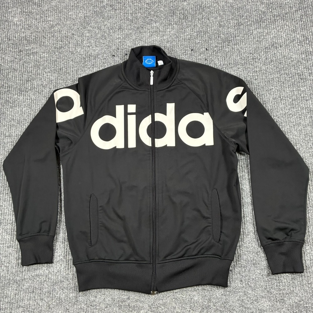 Adidas Originals Track Jacket Men's M Black White Big Logo Trefoil Full Zip 2012
